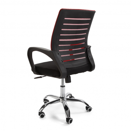 Scaun birou din material textil, plastic și metal, culoare negru, roșu [1]