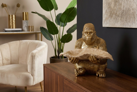 Skulpture GORILLA 40 cm bol pentru frunze bej auriu [2]