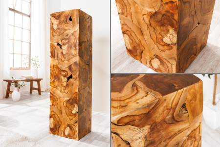 Stâlp decorativ TRIBAL 110 cm din lemn de tec maro natural [4]