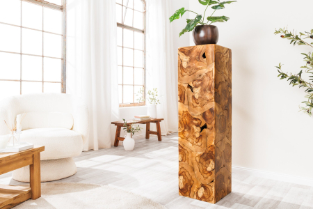 Stâlp decorativ TRIBAL 110 cm din lemn de tec maro natural [3]