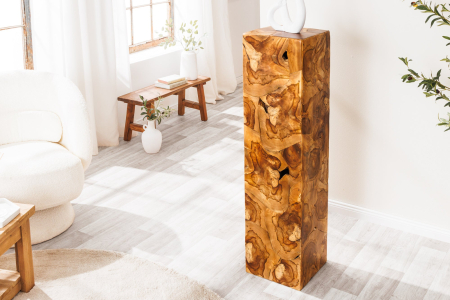 Stâlp decorativ TRIBAL 110 cm din lemn de tec maro natural [1]