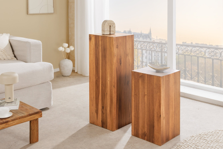 Stâlp decorativ COLUMNA 50cm, din lemn de salcâm natural maro  [3]