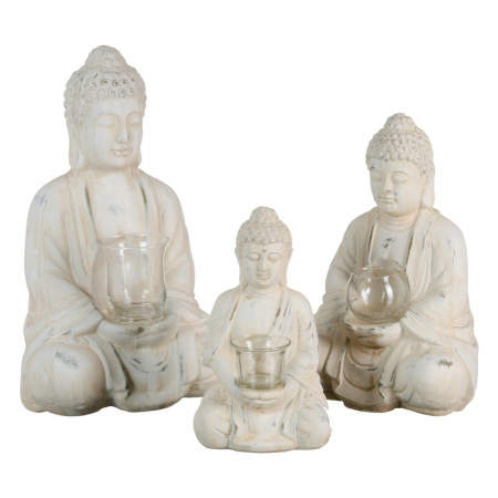 Suport lumânare BUDDHA din teracotă și sticlă 21,50 X 15 X 32 CM [3]