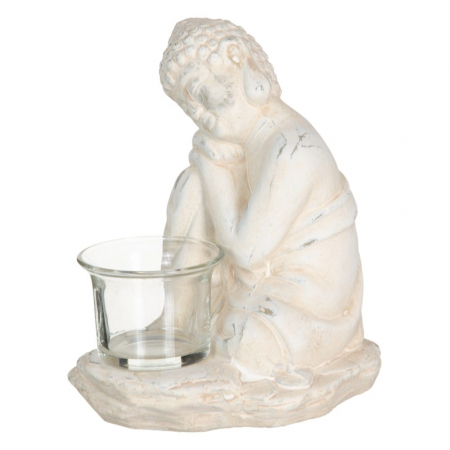 Vaze - Suport lumânare BUDDHA din teracotă și sticlă 13 X 11,80 X 15,50 CM