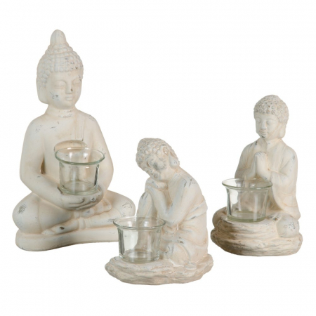 Suport lumânare BUDDHA din teracotă și sticlă 13 X 11,80 X 15,50 CM [3]