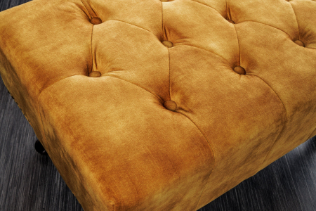 Taburet CHESTERFIELD aspect antic catifea galben muștar [5]