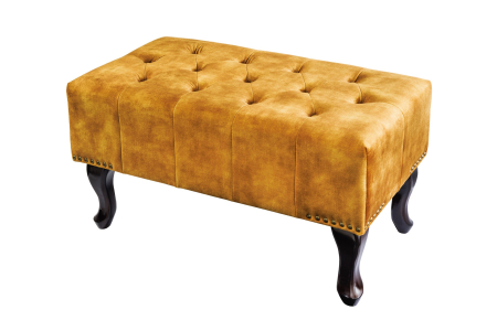 Scaune - Taburet CHESTERFIELD aspect antic catifea galben muștar