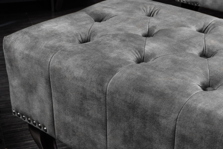 Taburet CHESTERFIELD aspect antic catifea gri [8]
