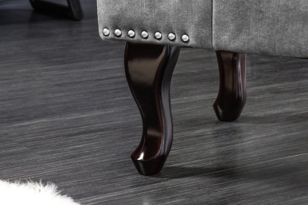 Taburet CHESTERFIELD aspect antic catifea gri [4]