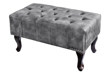 Scaune - Taburet CHESTERFIELD aspect antic catifea gri