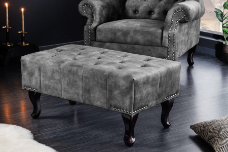 Taburet CHESTERFIELD aspect antic catifea gri [2]