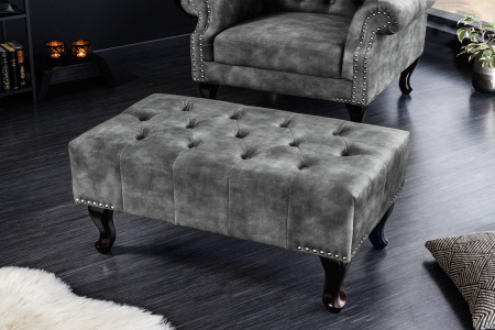 Taburet CHESTERFIELD aspect antic catifea gri [3]