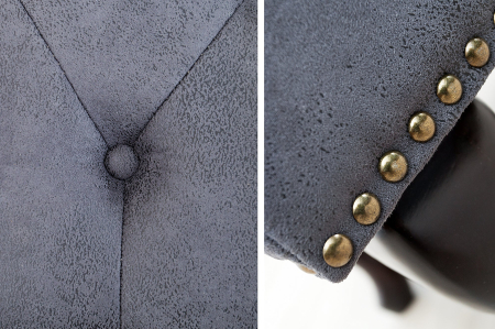 Taburet CHESTERFIELD aspect antic microfibră gri [5]