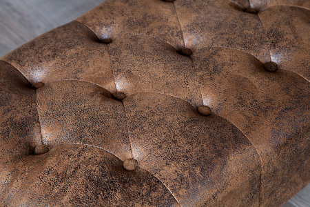 Taburet CHESTERFIELD aspect antic microfibră maro [5]