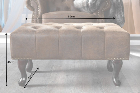 Taburet CHESTERFIELD aspect antic microfibră maro [9]