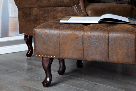Taburet CHESTERFIELD aspect antic microfibră maro [6]