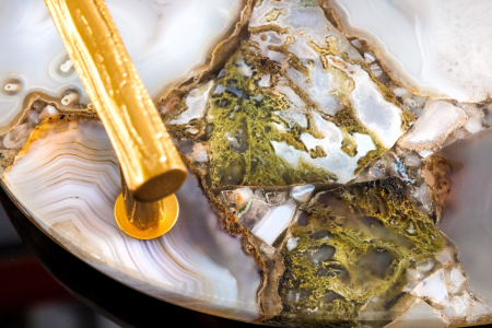 Tavă NOBLE 40 cm cu mânere aurii din agat [7]