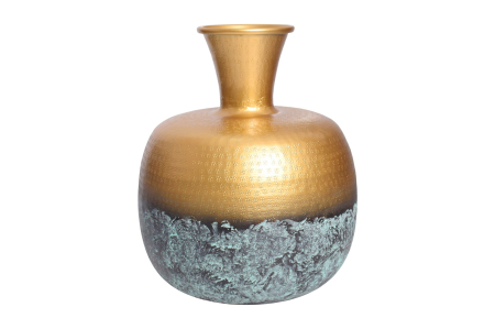 Decorațiuni - Vază ABSTRACT ORIENT 35 cm cu efect de lovituri de ciocan, auriu și patinat