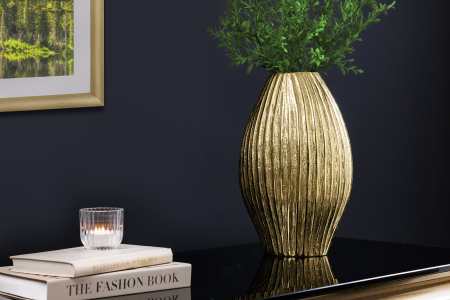 Vază ELEGANCE 30 cm cu efect de ciocănit, auriu antic [2]