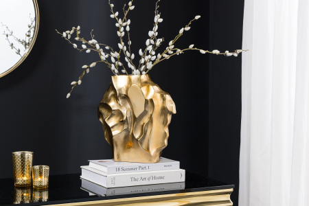 Vază LIQUID 25 cm cu efect de lovitură de ciocan, aurie [2]