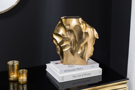 Vază LIQUID 25 cm cu efect de lovitură de ciocan, aurie [4]