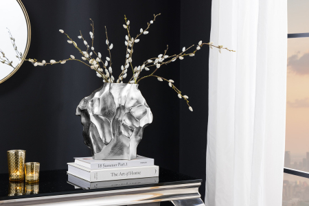 Vază LIQUID 25 cm, efect de lovitură de ciocan, argintiu [5]