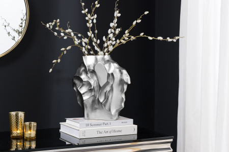 Vază LIQUID 25 cm, efect de lovitură de ciocan, argintiu [2]