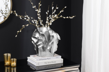 Vază LIQUID 30 cm, efect de lovitură de ciocan, argintiu [3]