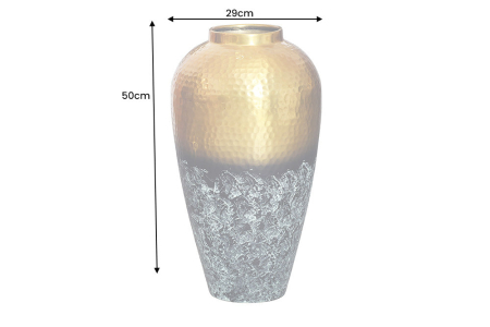 Vază ORIENT M 50 cm aurie cu patină, cu design în formă de lovituri de ciocan [10]