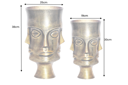 Vază pentru plante FACE, set de 2, aluminiu, alamă antică [10]