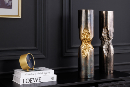 Vază PRECIOUS 40 cm, efect de ciocan, negru-auriu [3]