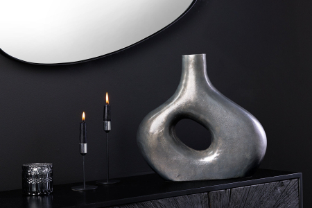 Vază RING 30 cm metal gri închis realizată manual [3]