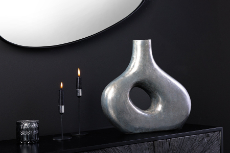 Vază RING 30 cm metal gri închis realizată manual [2]