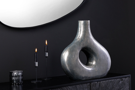 Vază RING 30 cm metal gri închis realizată manual [6]