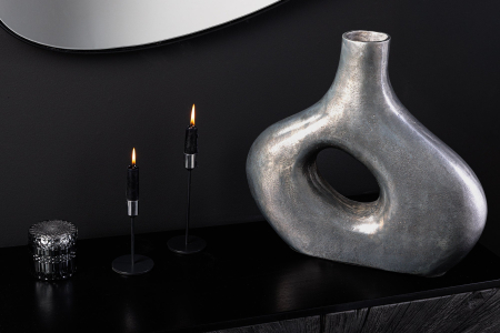 Vază RING 40 cm metal gri închis realizată manual [6]