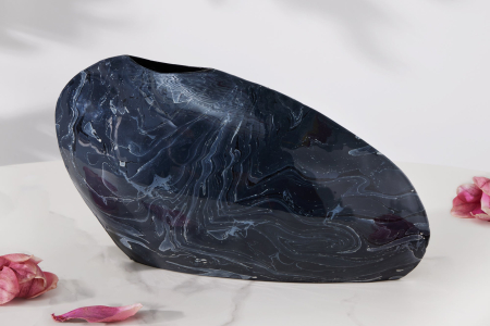 Vază STONE 38 cm aspect marmură negru [4]