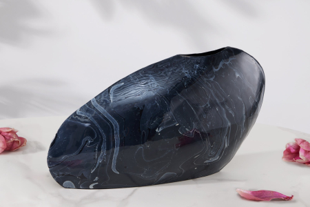 Vază STONE 38 cm aspect marmură negru [2]