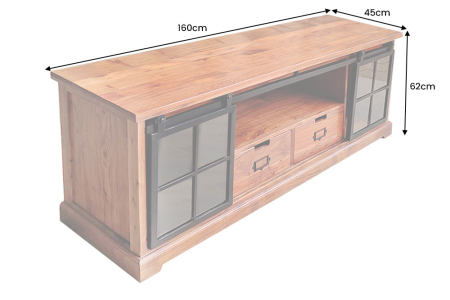 Vitrina HERITAGE din lemn de salcam si metal, 160 cm [9]