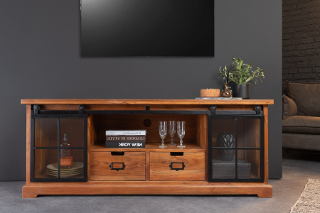 Vitrina HERITAGE din lemn de salcam si metal, 160 cm [2]