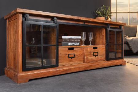 Vitrina HERITAGE din lemn de salcam si metal, 160 cm [4]