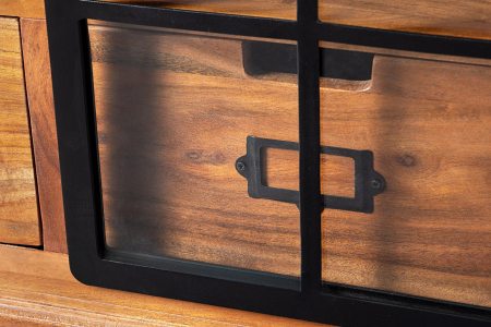 Vitrina HERITAGE din lemn de salcam si metal, 160 cm [7]