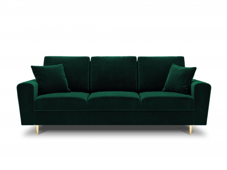 Canapea  extensibila 3 locuri Moghan cu tapițerie din catifea, picioare din metal auriu, verde [1]