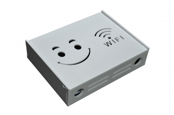 Suport Router Wireless Smiley Face 36x28x9 cm, alb, pentru mascare fire si echipament WI-FI, posibilitate montare pe perete [3]