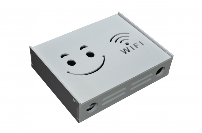 Suport Router Wireless Smiley Face 60 x 40 x 10 cm, alb, pentru mascare fire si echipament WI-FI, posibilitate montare pe perete [3]
