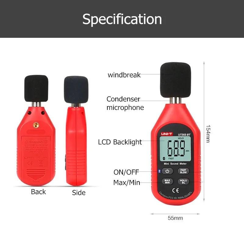 Sonometru din gama mini UNI-T 353BT, cu bluetooth, descarcare date in telefon [6]