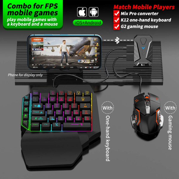 Mix Pro 4 in 1 combo game pack - compatibil Android, pentru PUBG, Game for Peace, Fortnite Call of Duty, Knives Out, Rules of Survival [2]