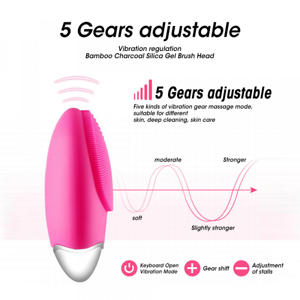 Aparat multifunctional masaj, curatare faciala Optimus AT Skin™  JMY003 cu ioni negativi, din silicon, rezistent la apa, pink [4]