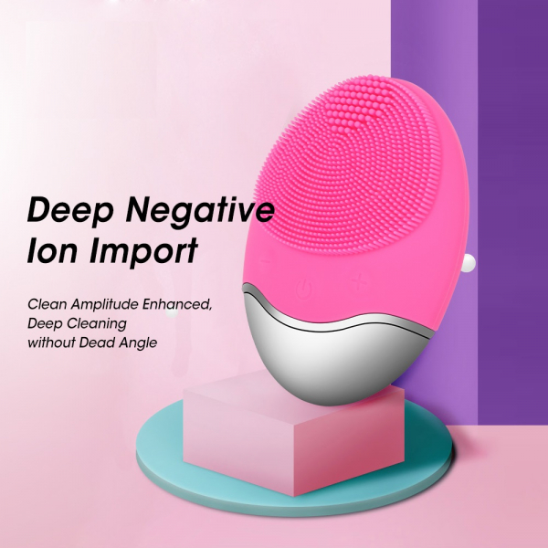 Aparat multifunctional masaj, curatare faciala Optimus AT Skin™  JMY003 cu ioni negativi, din silicon, rezistent la apa, pink [5]