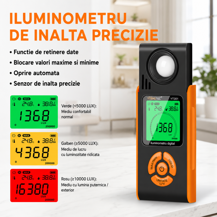 Anemometru digital YITANGTEC YT331S pentru masurarea vitezei vantului, afisaj LCD, MAX/MIN/AVG, HOLD, 0.70-30.00 m/s [9]
