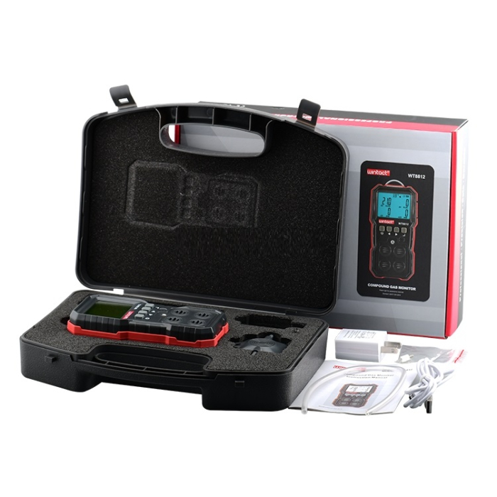 Detector gaze portabil 4 in 1 Wintact WT8812, LEL / O2 / H2S / CO, afisaj LCD, alarma sonora / vibratii / luminoasa, memorie 1000 inregistrari, baterie reincarcabila [5]